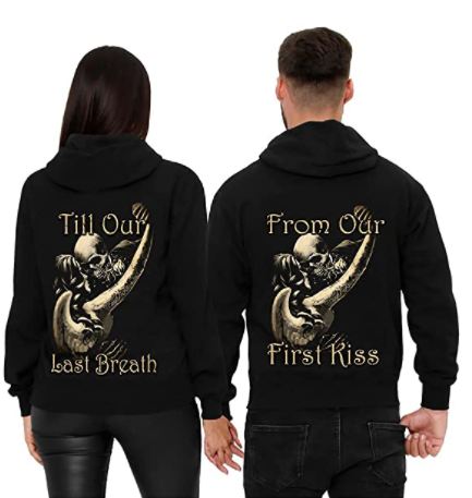 From Our First Kiss Till Our Last Breath Hoodie, Skull Couple Hoodie, Couple Hoodie, Husband Wife Hoodie, Skull Hoodie, Unisex Sweater, Sweatshirt