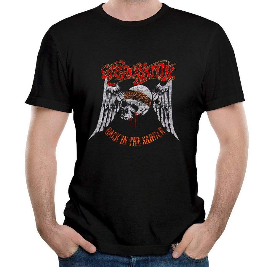 Wulanala Men’s Aerosmith Back in The Saddle Short Sleeves T Shirts