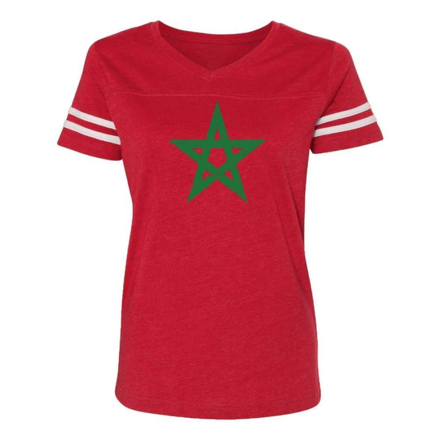 Vintage Morocco Flag Women Football Jersey T-Shirt