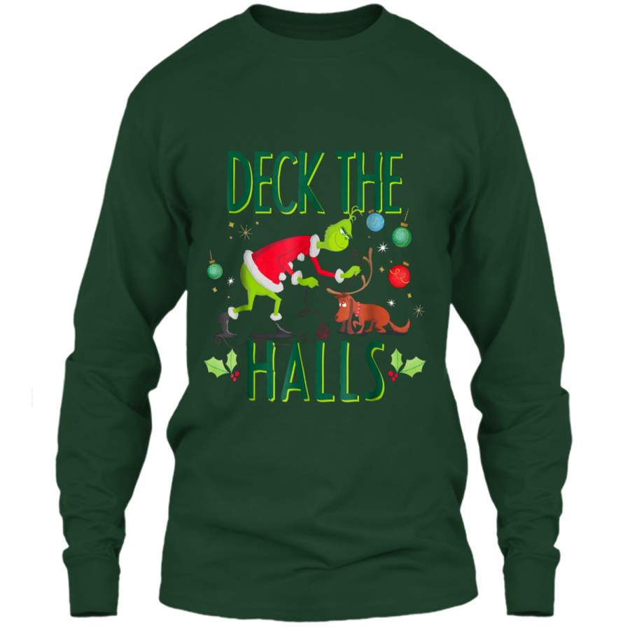 Dr. Seuss The Grinch Deck Halls LS Ultra Cotton Tshirt - ReadingLLC