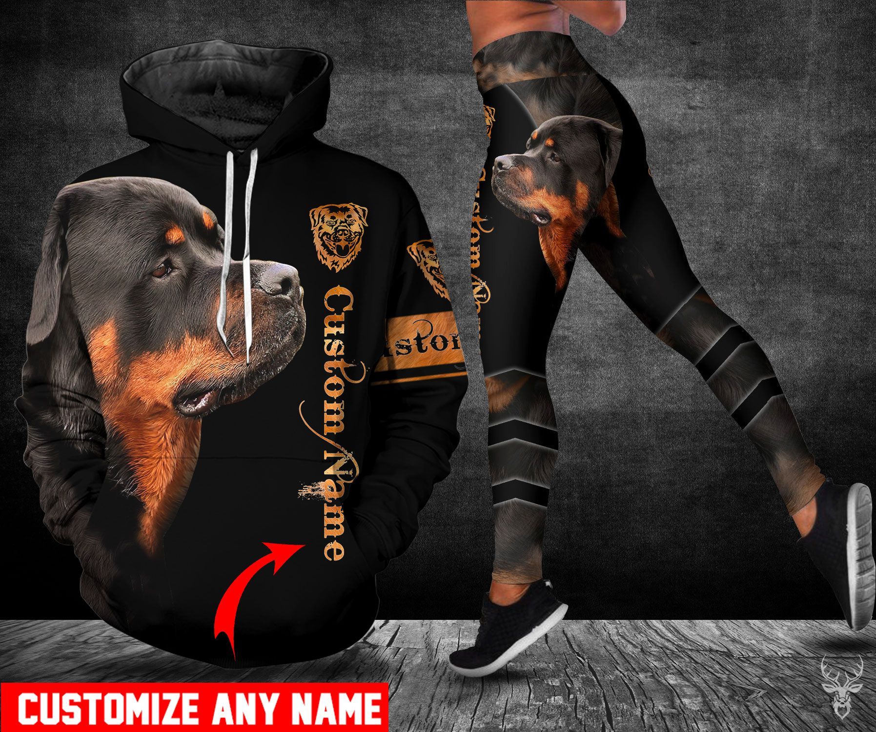 TJJ012010E05LS ROTWEILER CUSTOM NAME HOODIE LEGGING YY