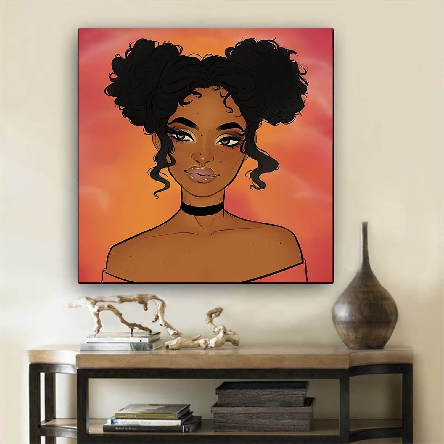 Black History Art Cute African American Girl Black History Canvas Art Afrocentric Decor BPS94925