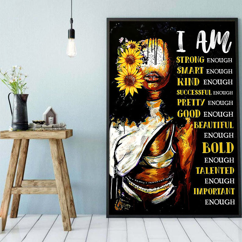 South Africa Custom Canvas Prints Cool African American Black Art Poster Black Girl Pride Black King Artistic Living Room Bedroom Bathroom Home Decoration