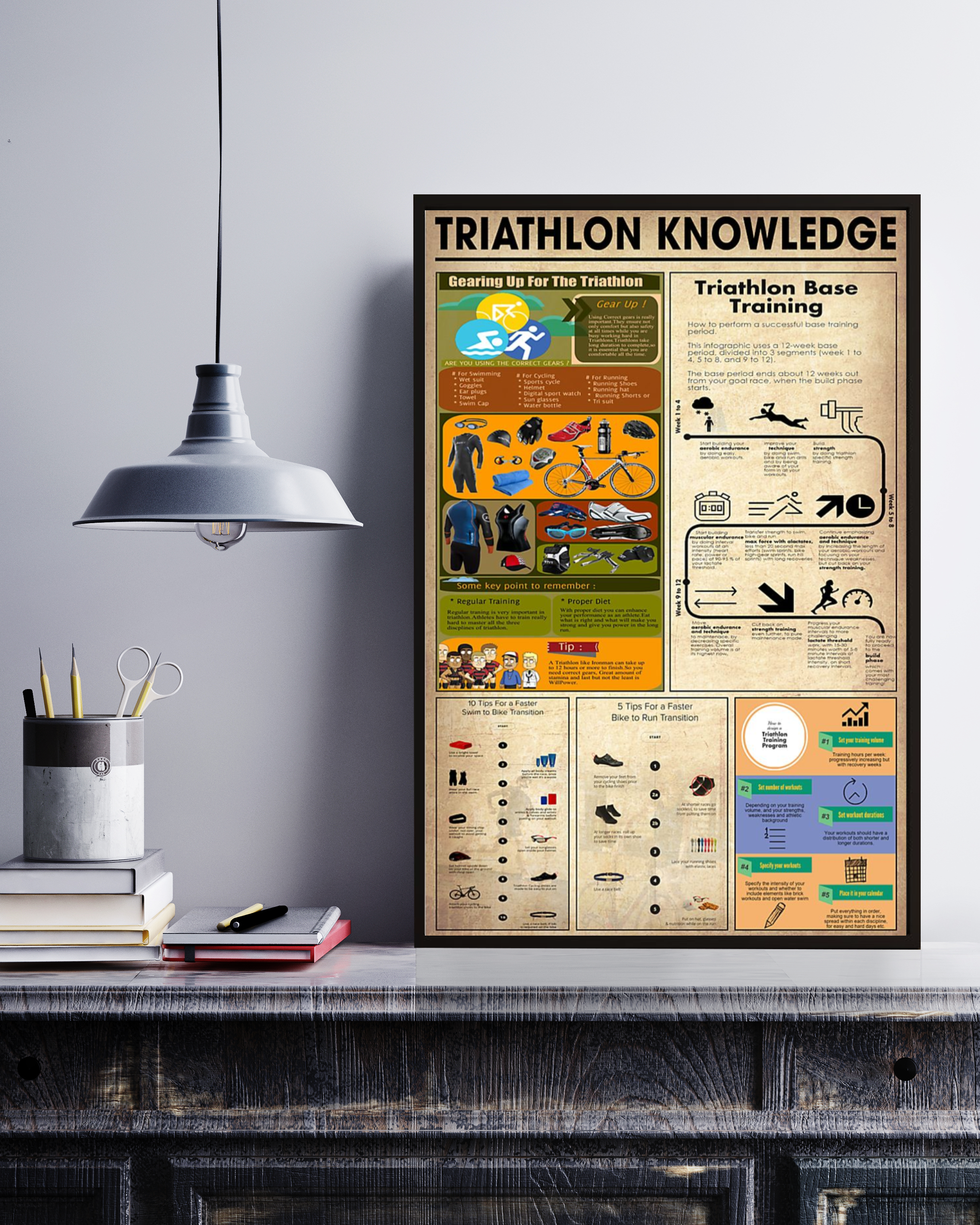 Triathlon Knowledge Wall Decor Poster No Frame