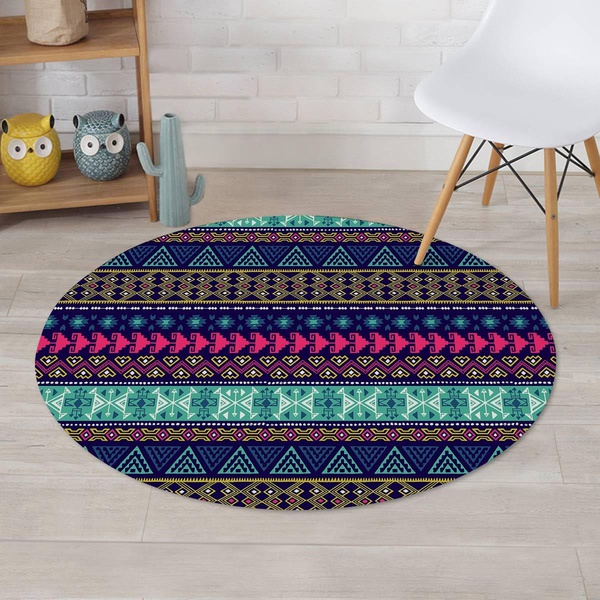 Ethic Aztec Print Round Rug