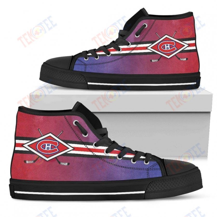 Mens Womens Montreal Canadiens High Top Shoes Double Stick Check Shoes TMT384