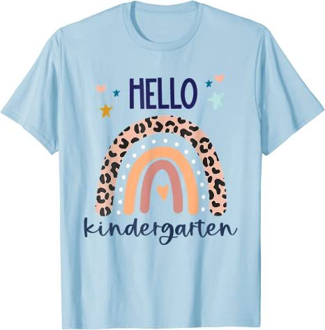 Back To School 2021 – Hello Kindergarten Retro Leopard Rainbow Back To School Shirt For Kids And Teachers