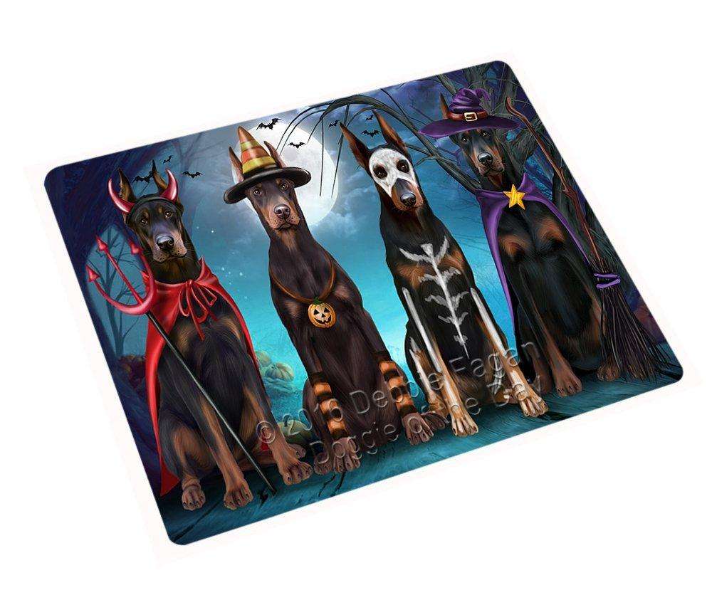 Happy Halloween Trick Or Treat Doberman Dog Art Portrait Print Woven Throw Sherpa Plush Fleece Blanket