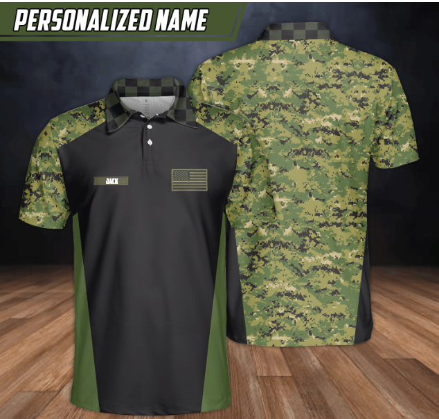 Custom Name Us Army Camo Pattern Polo Shirt - Jasaust Store