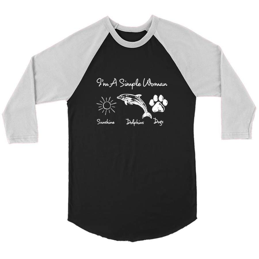 I’m A Simple Who Loves Woman Sunshine Dolphins Dogs – Canvas 3/4 Raglan Shirt