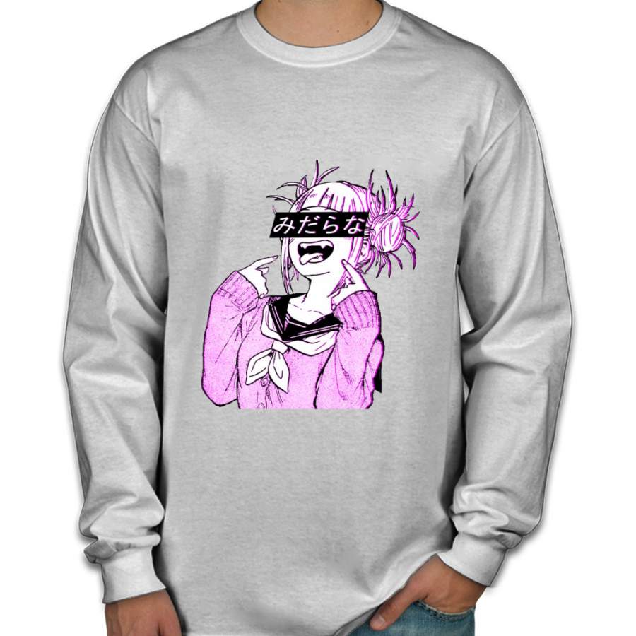 LEWD (PINK) – Sad Japanese Anime Aesthetic Men Long Sleeve Shirt