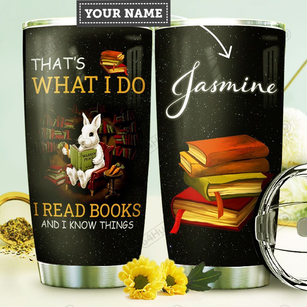 Rabbit Book Personalized Stainless Steel Stainless Steel Tumbler Customize Name, Text, Number Dmegp