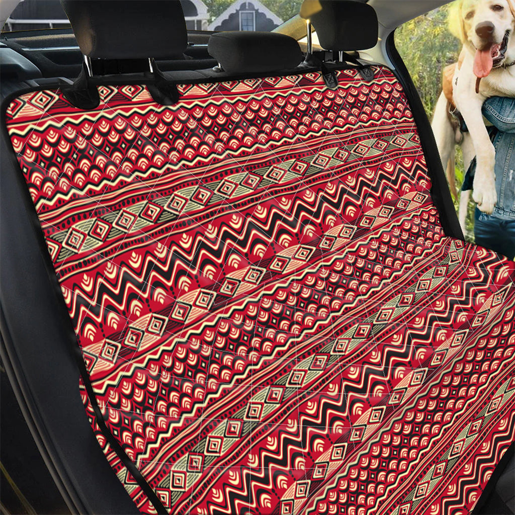 Red African Tribal Pattern Print Pet Car Back Seat Cover