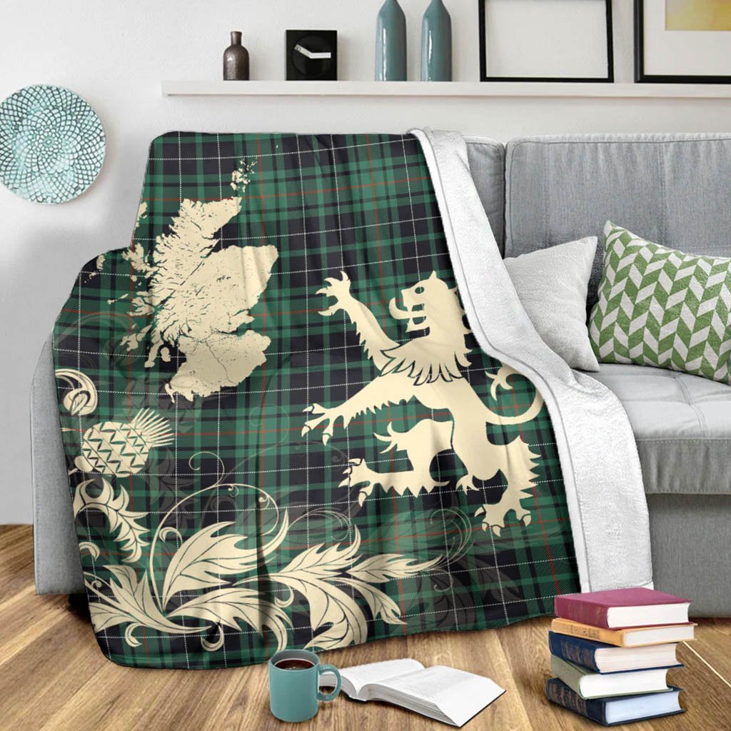 Tartan Blanket Macaulay Hunting Ancient Tartan Scotland Lion Thistle Map Plaid Blanket