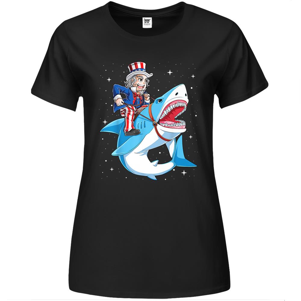 4Th July Shirts, Fourth Of July Premium Womens Premium Womens Tshirtss, 4Th Of July Premium Womens T Shirts, Uncle Sam Riding Shark Premium Womens T Shirts 4Th Of July Premium Womens T Shirts