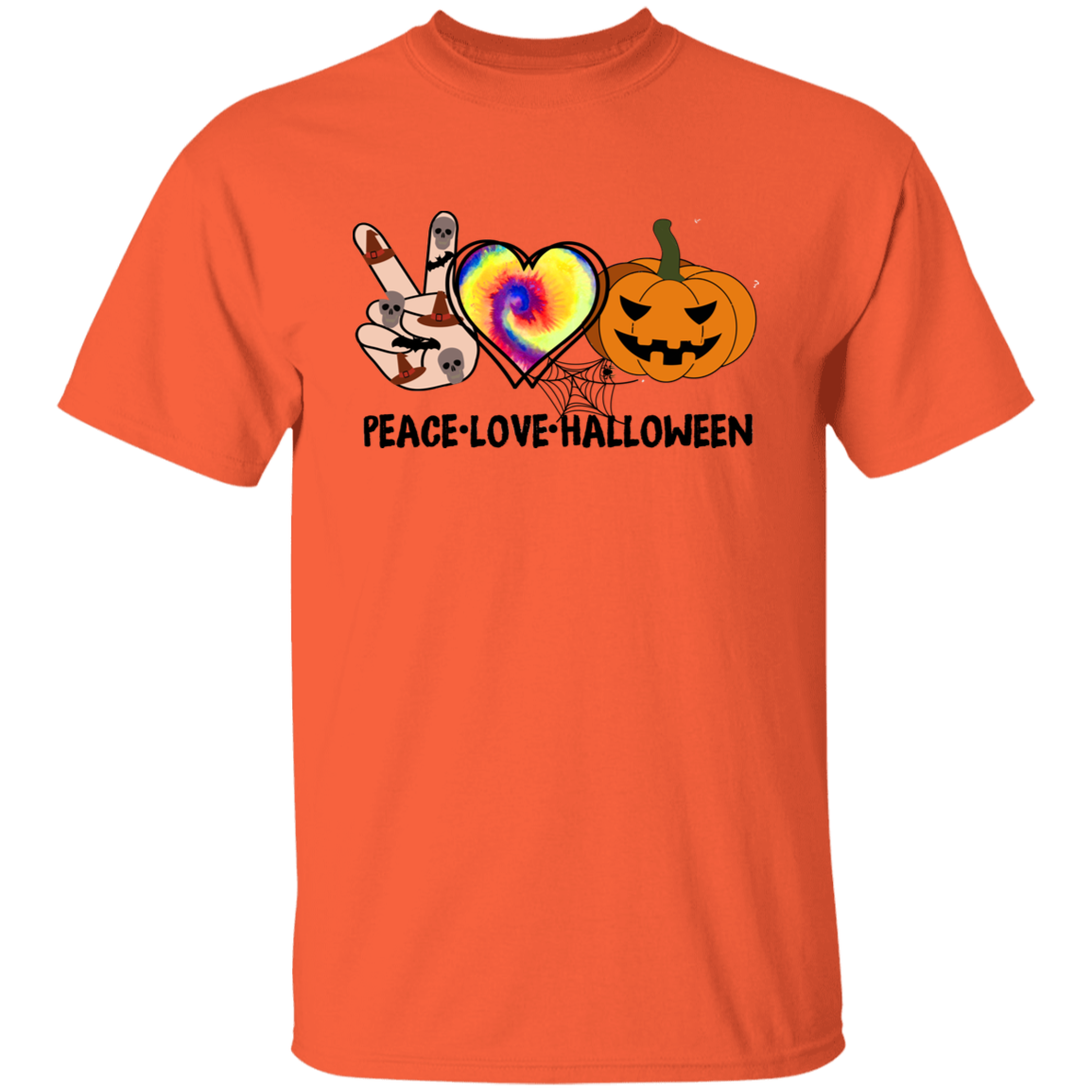 Peace Love Halloween Pumpkin Hippie T-Shirt