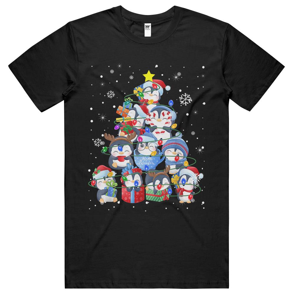 Cute Penguin Christmas Tree Gift Decor Xmas Tree T Shirts