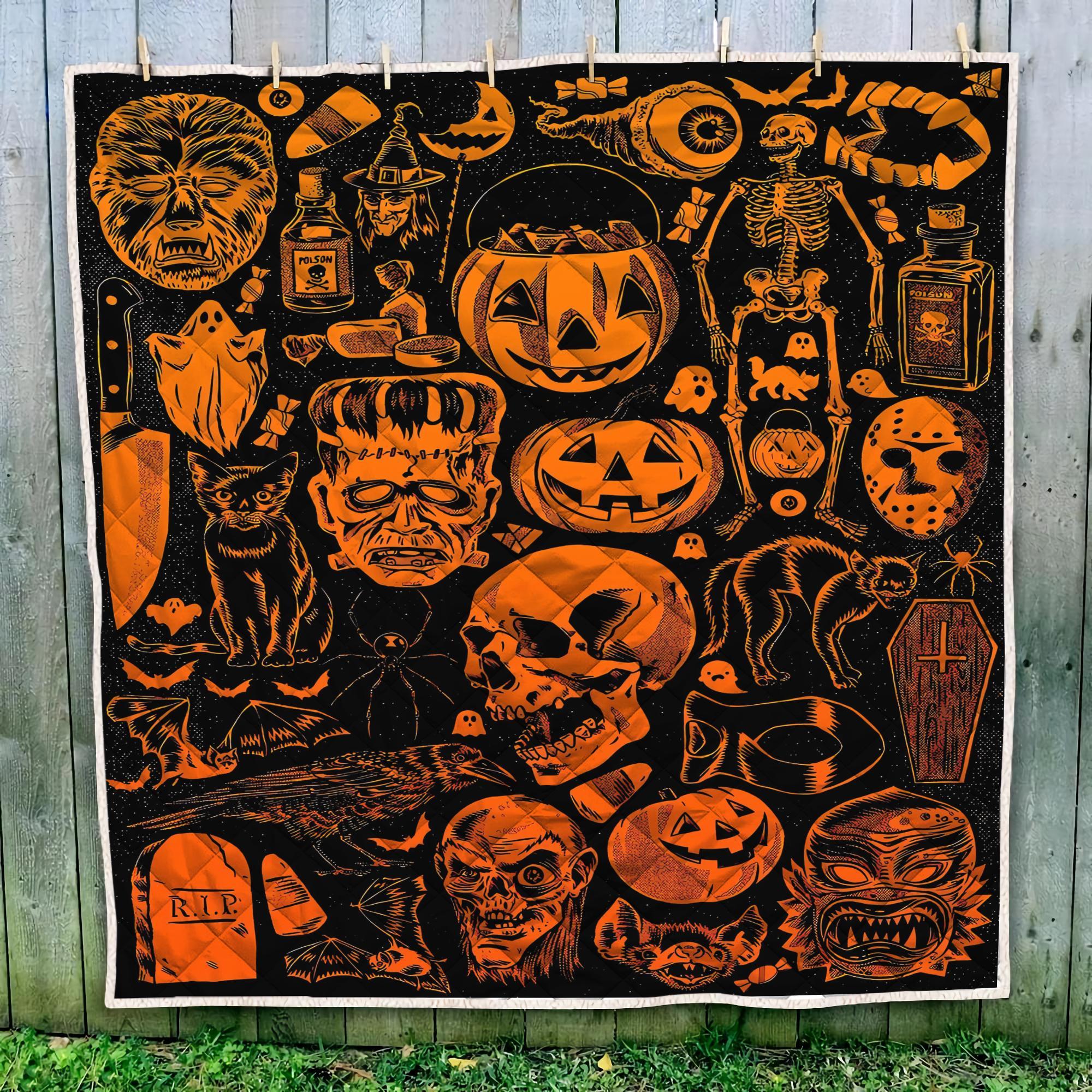 Themazicc Skull Pumkin Halloween Rug