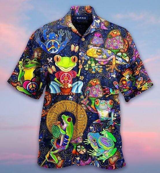 Buy Galaxy Hippie Frog Unisex Hawaii Aloha Shirts Ha33924