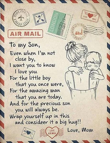 To My Son Even When I’M Not Close By I Want You To Know Mom Letter Fleece Blanket Gift For Son Home Decor Bedding Couch Sofa Soft And Comfy Cozy