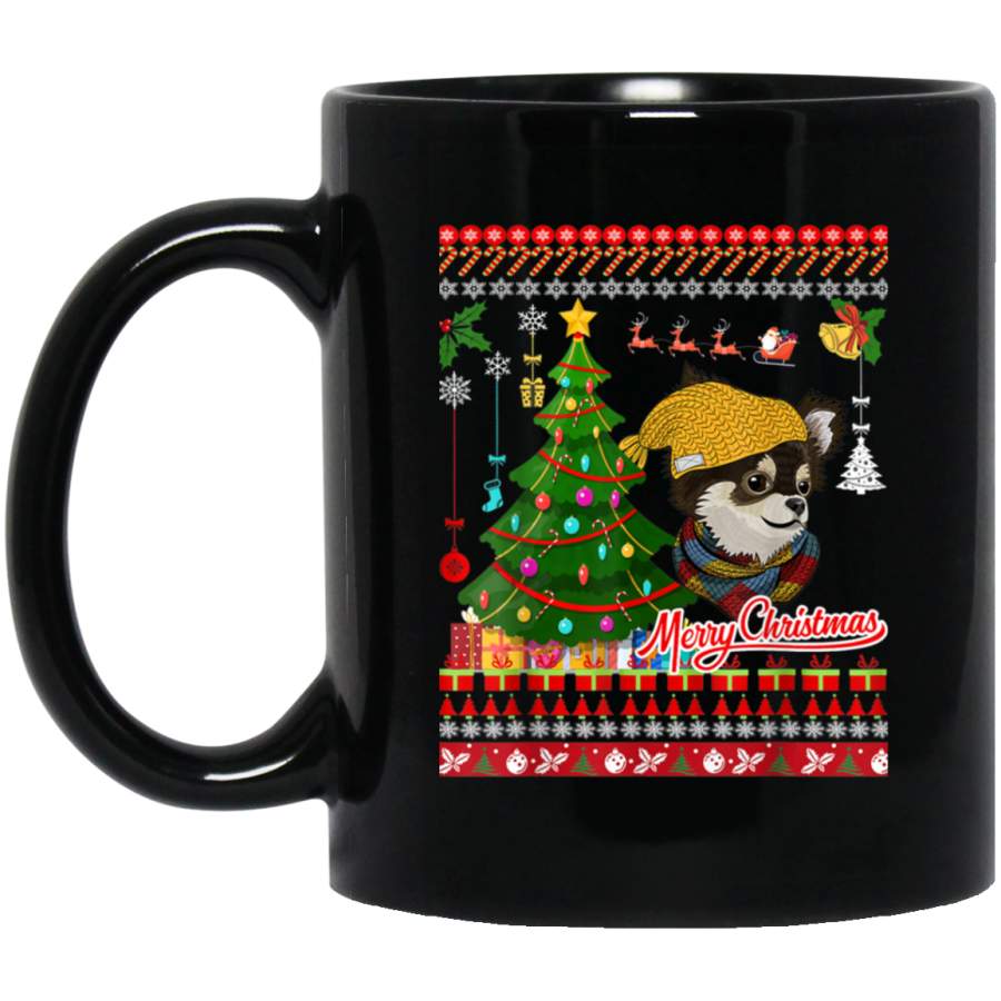 Chihuahua Dog Christmas Ugly Sweater Chihuahua Xmas Gift 11 oz 15 oz Mug Black