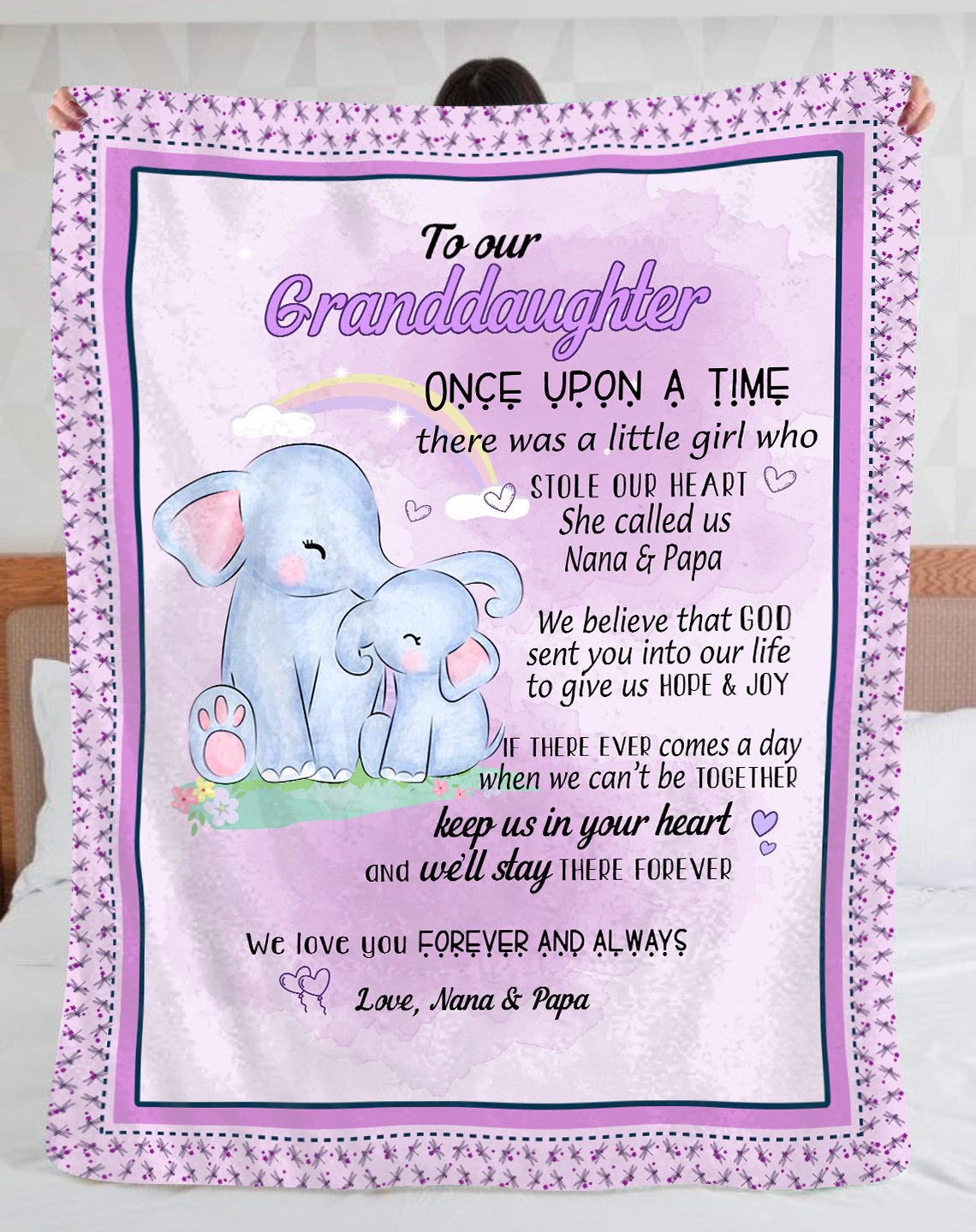 To Our Granddaughter Cute Elephant Blanket For Granddaughter From Grandparents To Our Granddaughter Once Upon A Time There Was A Little Girl Blanket