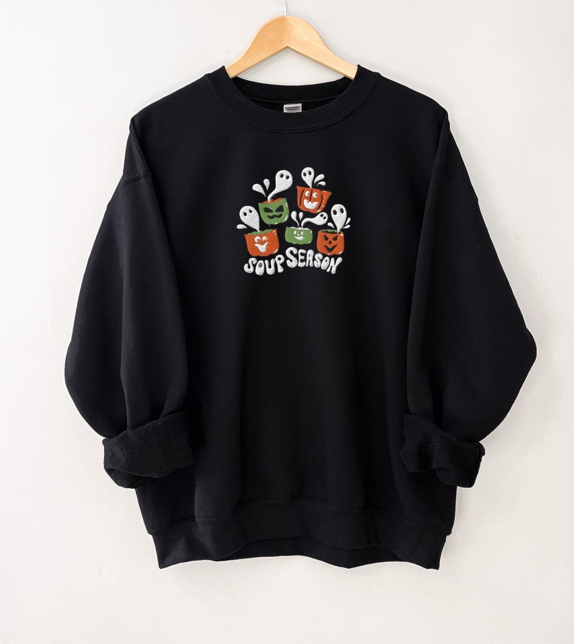 Soup Season Halloween Embroidered Sweatshirt 2D Crewneck Sweatshirt All Over Print Sweatshirt For Women Sweatshirt For Men Sws3938