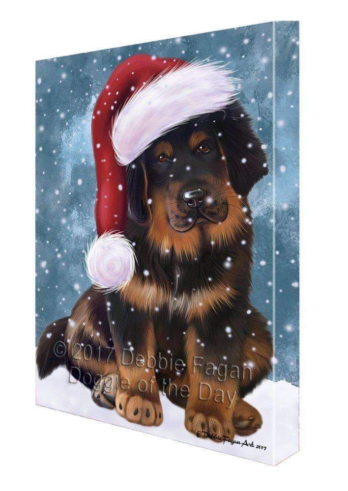 Let It Snow Christmas Happy Holidays Tibetan Mastiff Puppy Print On Canvas Wall Art Cvs603