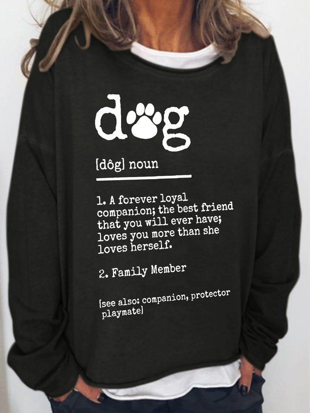 Women Dog Lover Letter Long Sleeve Top