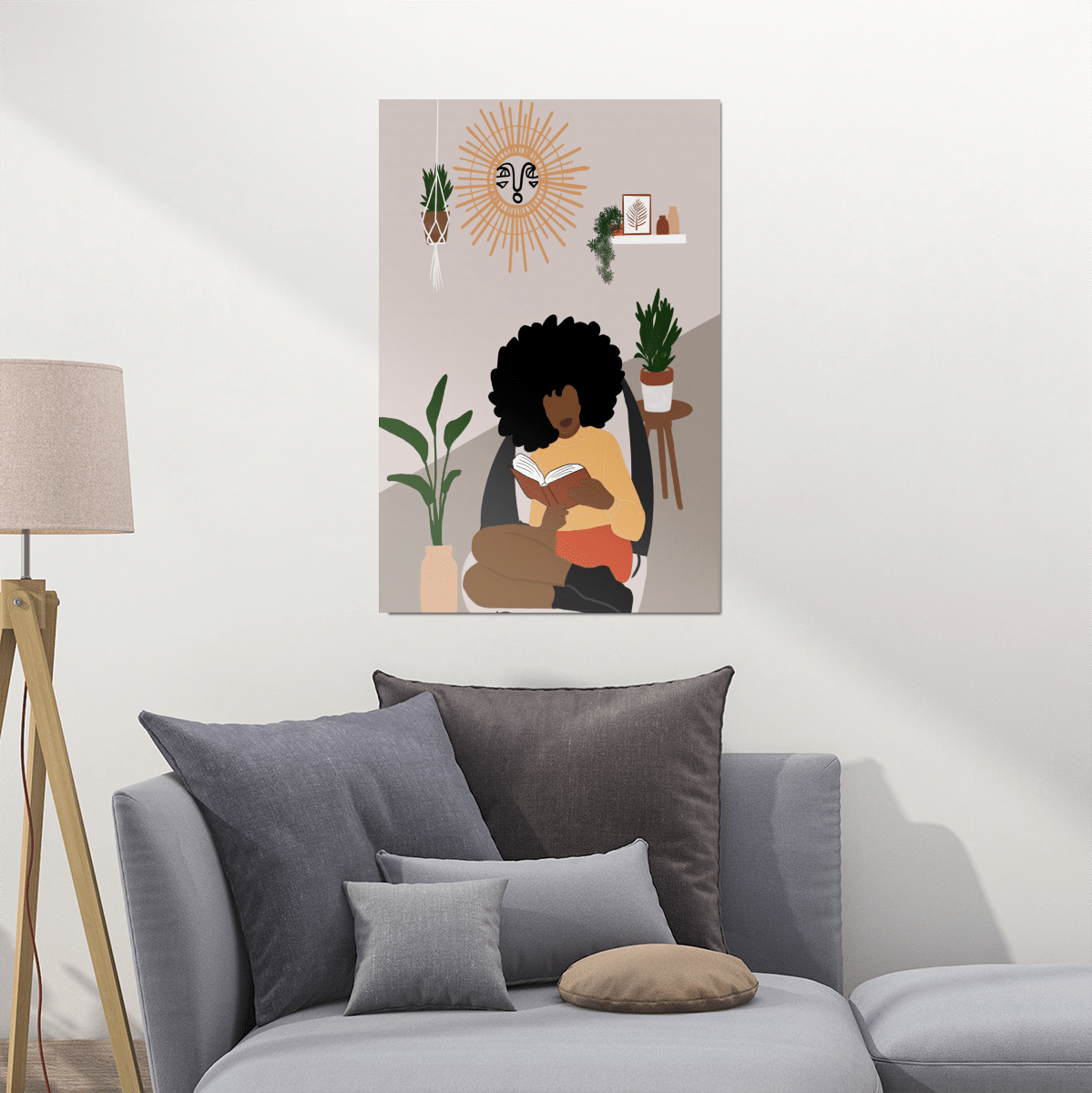 Black Girl Read Book Poster Black Woman Wall Art