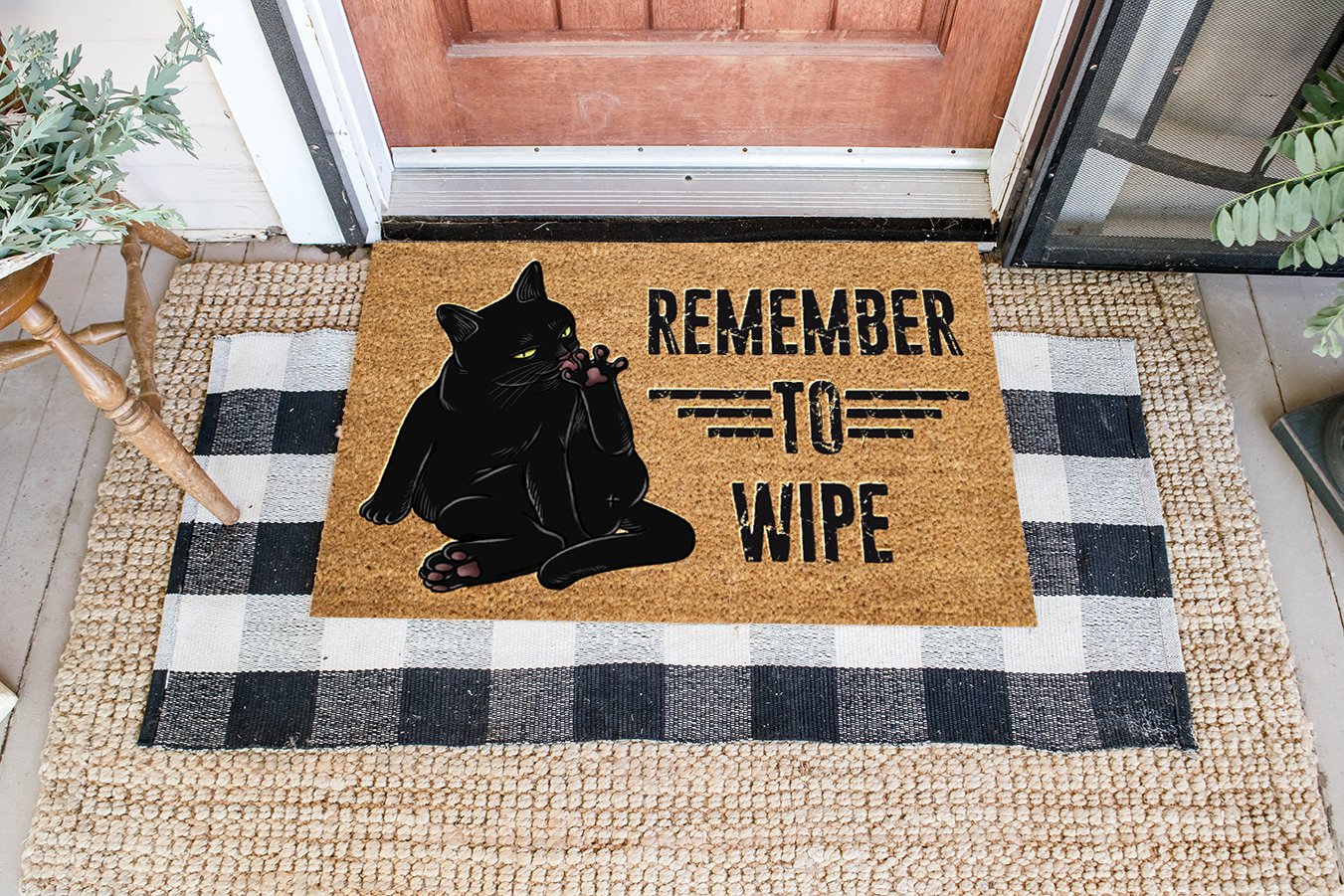 Remember To Wipe Coir Pattern All Over Printing Doormat Pre2088