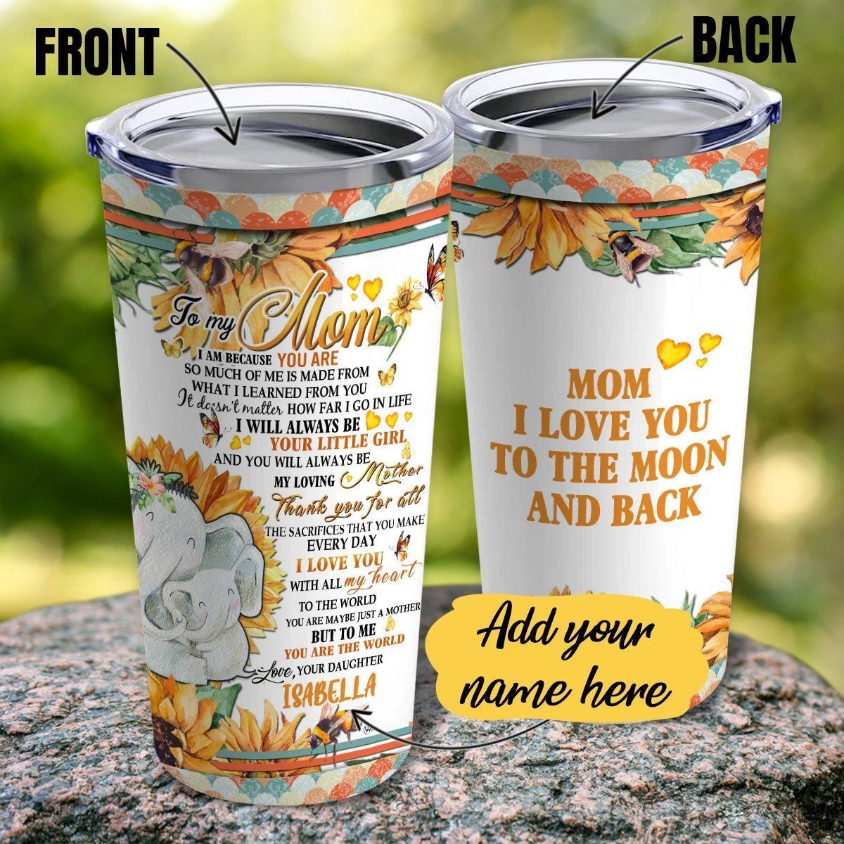 Personalized To My Mom Mothers Day Elephant Gs-Cl-Dt0804 Stainless Steel Tumbler Customize Name, Text, Number