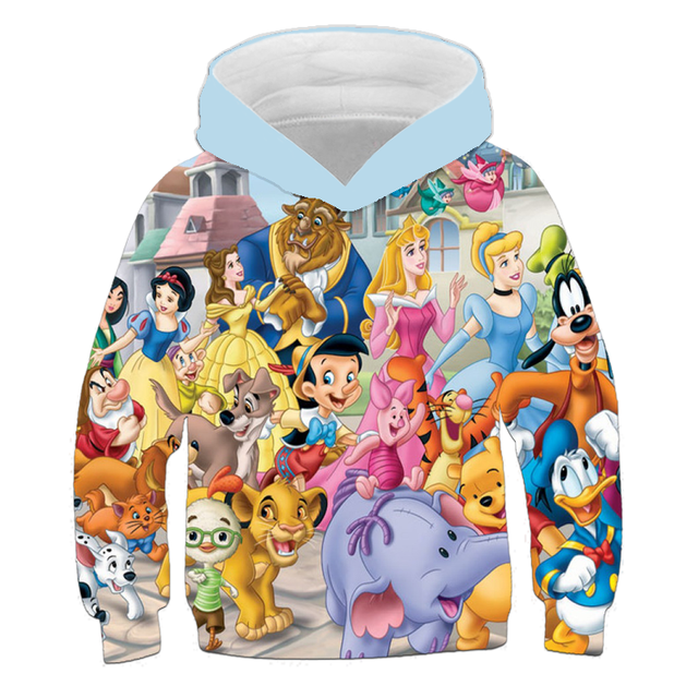 Children’s Disney Hoodie Harajuku Girls’ Fashion Spring and Autumn Sweatshirt Children’s Long Sleeve Long Hair Princess Hoodie alx