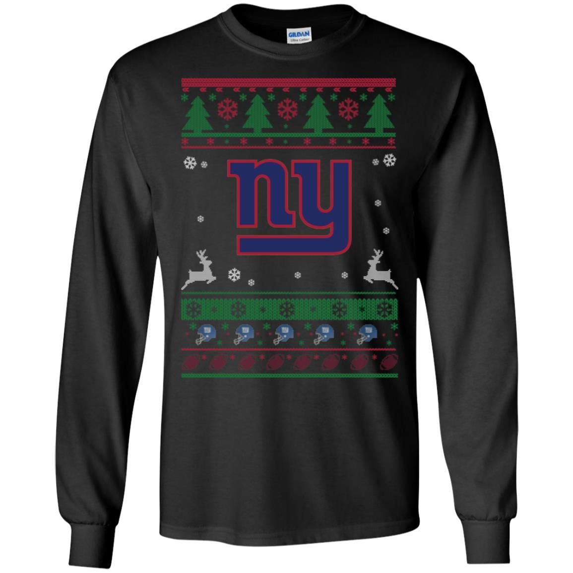 New York Giants Logo Football Teams Ugly Christmas Sweater Men Long SLeeve T-Shirt