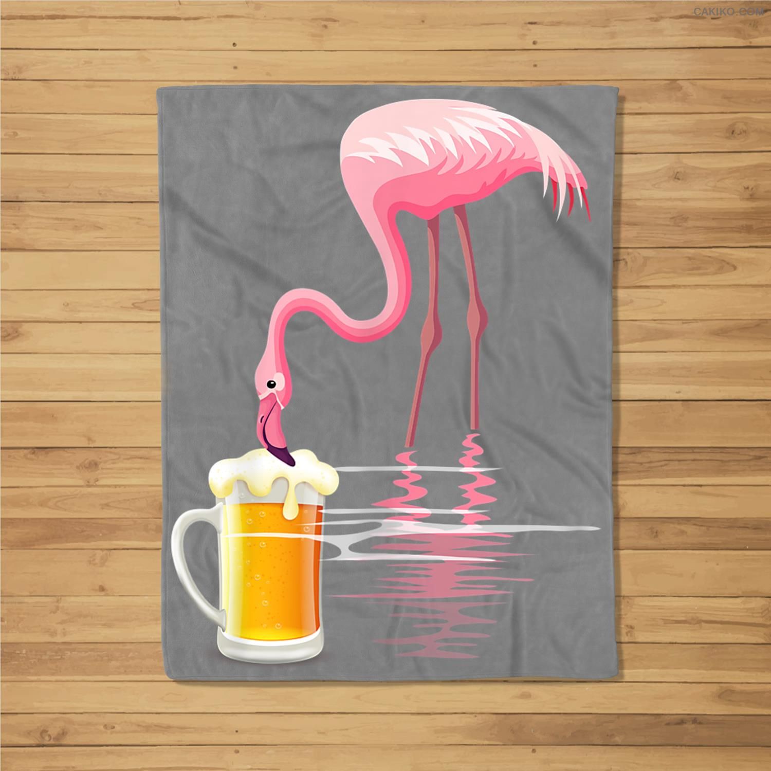 Womens Flamingo Drinking Beer Funny Pink Flamingo Fleece Blanket
