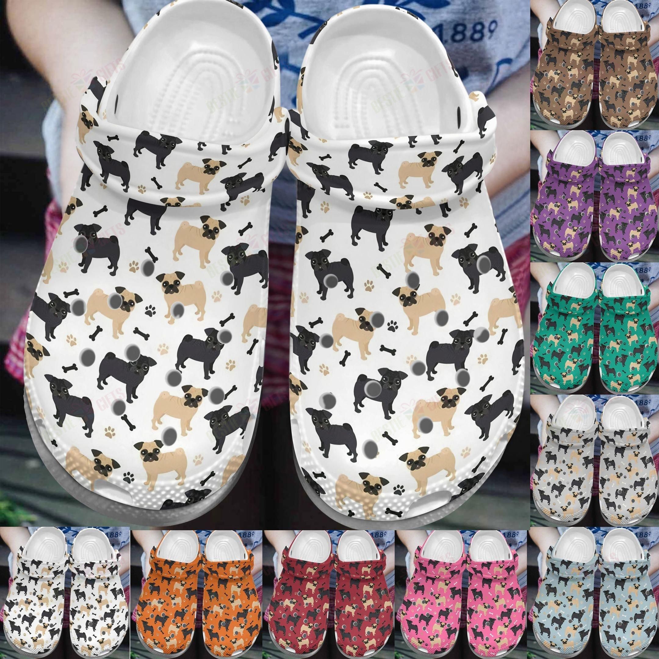 Pug Crocs Classic Clog Whitesole Baby Pug Shoes