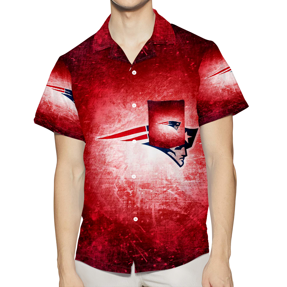 New England Patriots Red Light2 3D All Over Print Summer Beach Hawaiian Shirt With Pocket