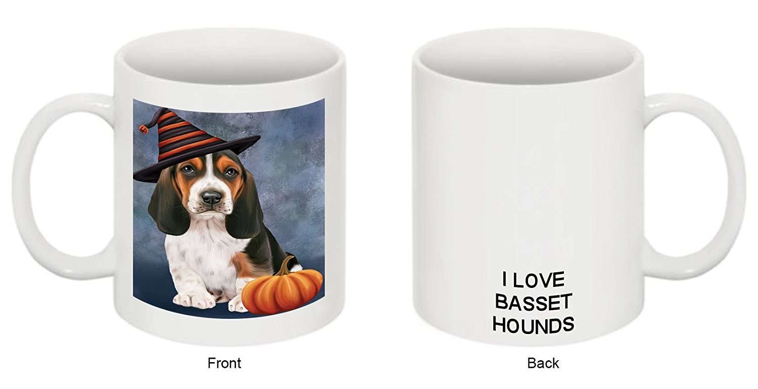 Christmas Happy Holidays Basset Hound Puppy Wearing Witch Hat Mug Cmg0629