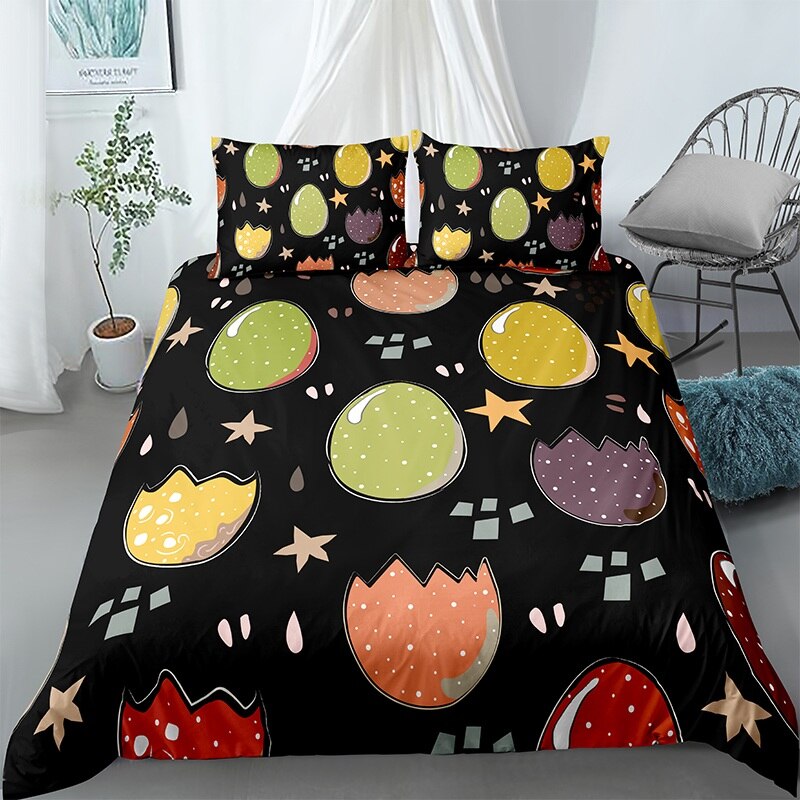 Boho Decor 3D Rabbit Eggs Printed King Bedding Set For Easter Pillowcase Cartoon Cover Bed Sets Duvet Covers