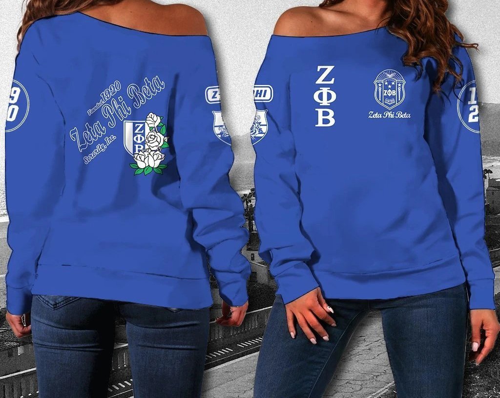 Sorority Sweatshirt – Flower Zeta Phi Beta Women Off Shoulder