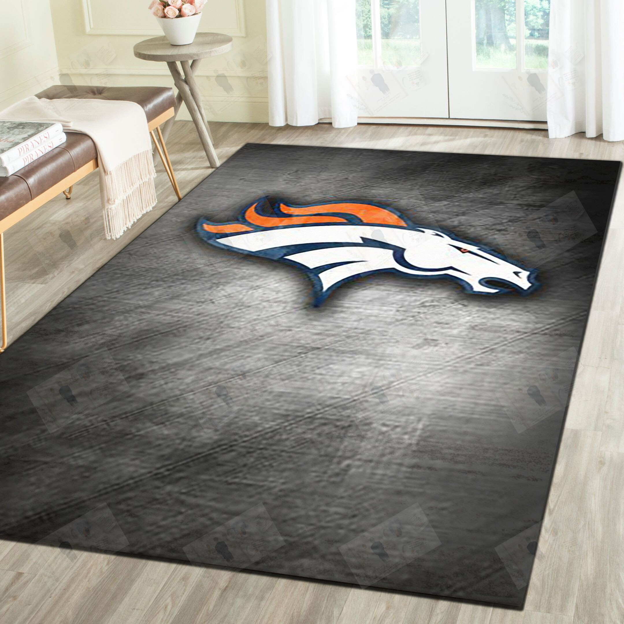 Denver Broncos Area Rugs, Football Team Living Room Carpet, Sports Floor Mat Home Decor