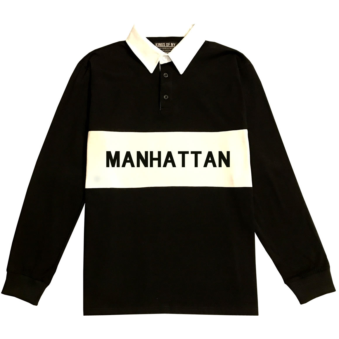 Manhattan New York Striped Mens Long Sleeve Rugby Shirt