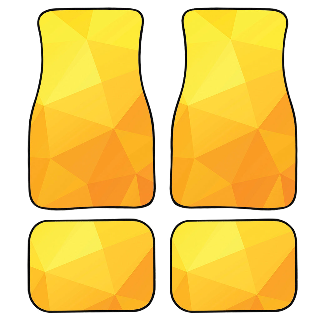 Yellow Polygonal Geometric Print Front And Back Car Floor Mats, Front Car Mat