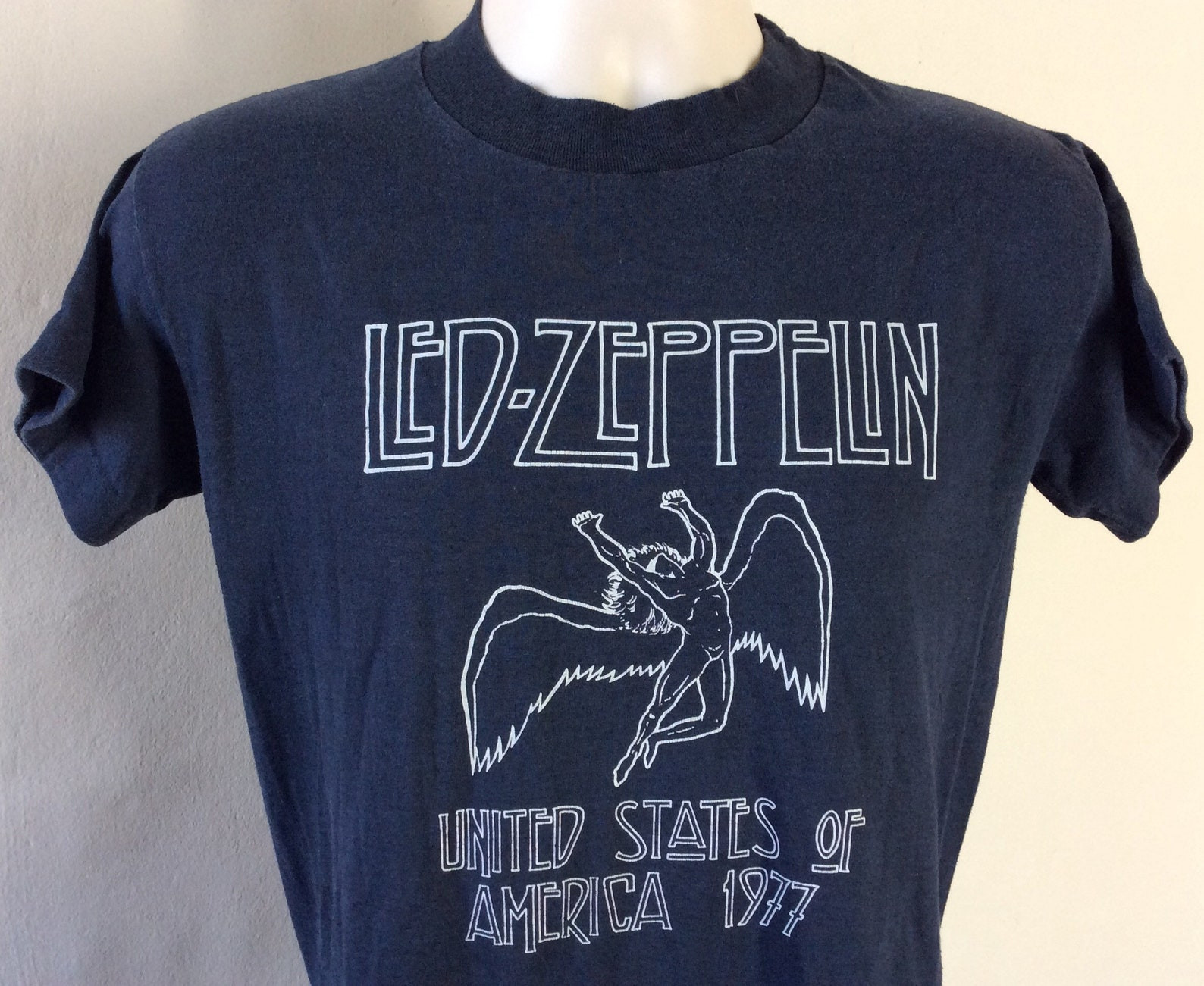 Vtg 1977 Led Zeppelin Concert T Shirt Black Sm 70S Classic Rock Heavy Metal Band Robert Plant Jimmy Page