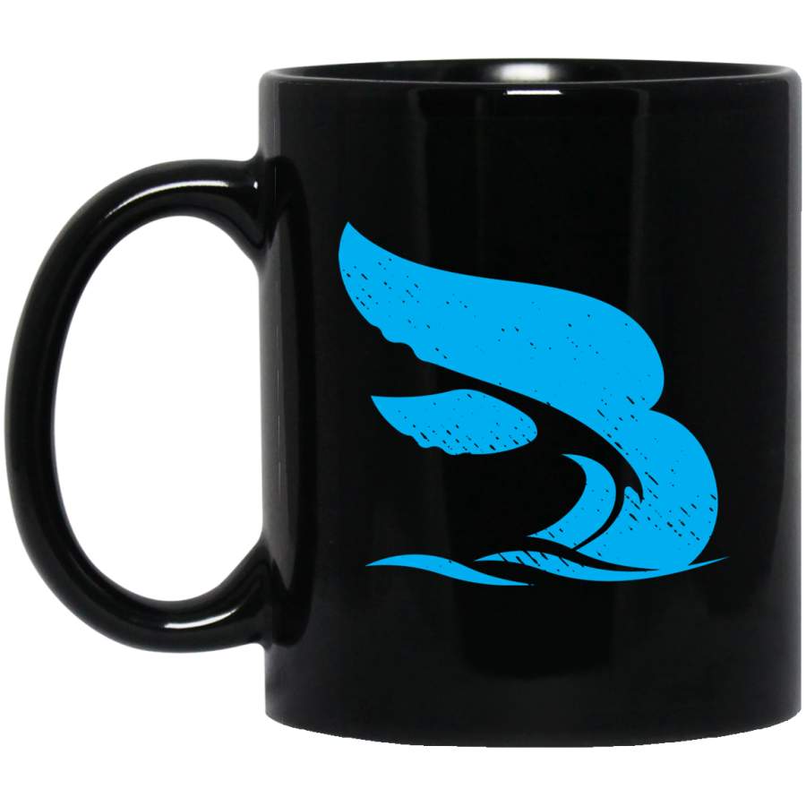 Whale Blue Design Mug 11 oz 15 oz Black Mug