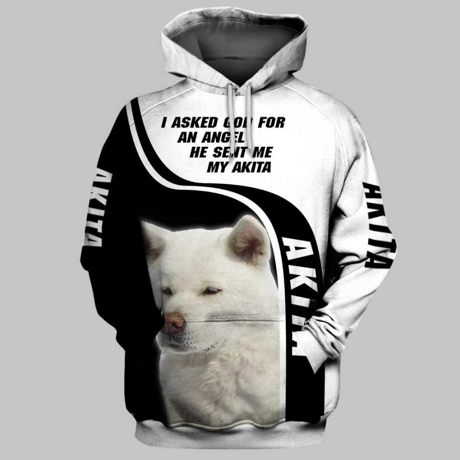 Akita Dog 3D Full Printing Hoodie and Unisex Tee