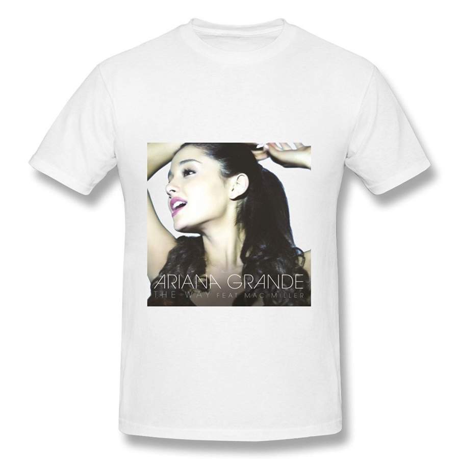 Ariana Grande The Way Poster Fan Logo Mens T Shirt White Summer Fashion Short Sleeved T-Shirt