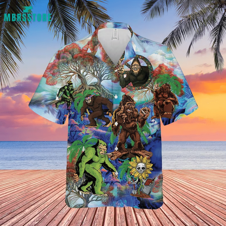 Hippie Bigfoot Wild And Free In The Jungle All Over Print Hawaii Shirt Ha14394