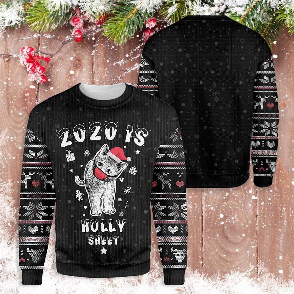 Christmas 2020 Is Holly Sheet Cat Ugly Christmas Sweater