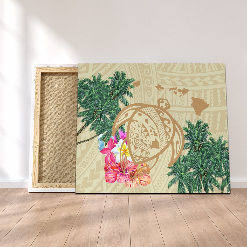 Hawaii Kanaka Maoli Polynesian Flowers Turtle Canvas- AH – J5C